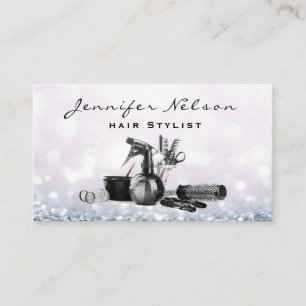 Pink Sparkle Bokeh Haare Stylistin Salon Tools Bea Visitenkarte