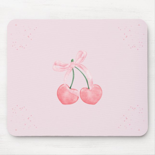 Pink Sparkle Cherry Ribbon Mousepad (Vorne)