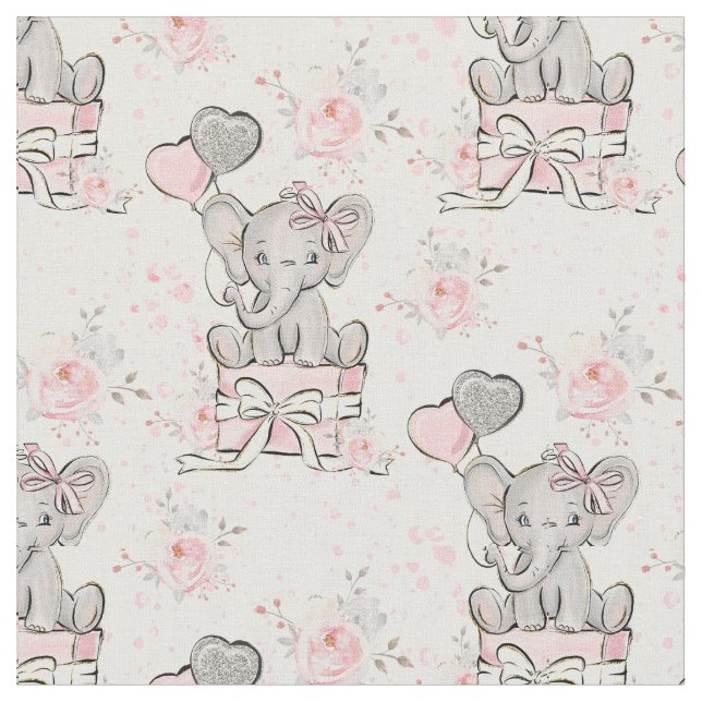 Pink Sparkle Elephant Stoff (Nahaufnahme)