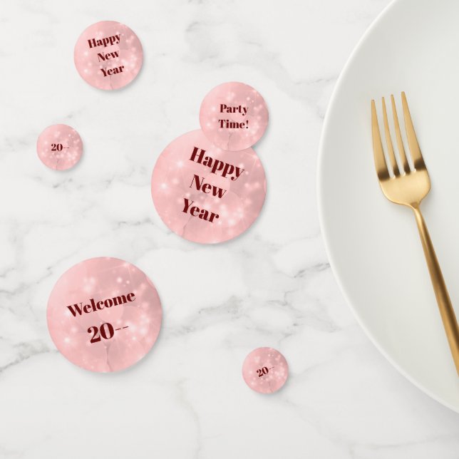 Pink Sparkle Happy New Year Customizable Confetti Konfetti (Gruppe)