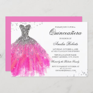 Pink Sparkle Kleid Quinceanera Einladung
