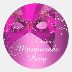 Pink Sparkle Masquerade Party Sticker