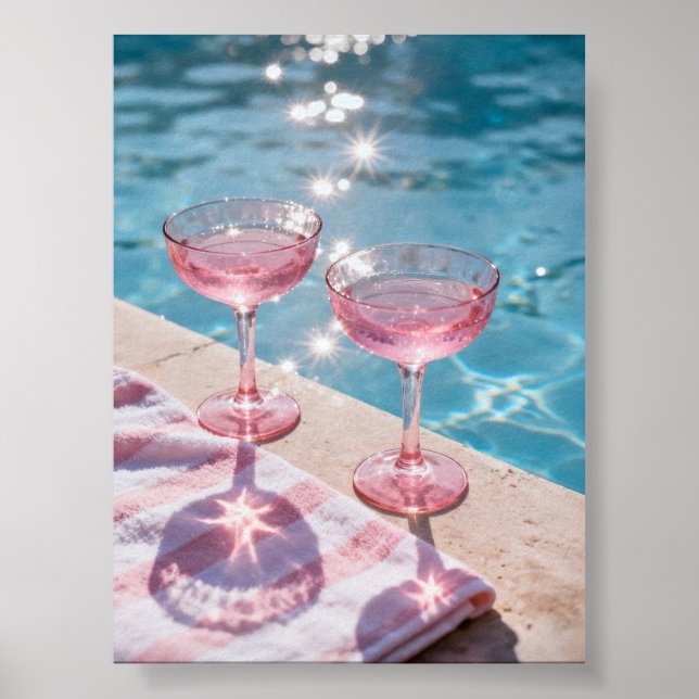 Pink Sparkle Poolside Print Poster (Vorne)