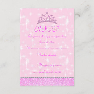 Pink Sparkle Prinzessin RSVP Karte