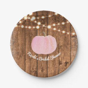 Pink Sparkle Pumpkin Herbst Rustikale Holzleuchten Pappteller