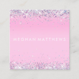 Pink Sparkle Stylist Square Business Card Quadratische Visitenkarte