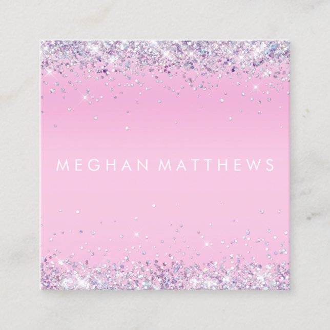 Pink Sparkle Stylist Square Business Card Quadratische Visitenkarte (Vorderseite)