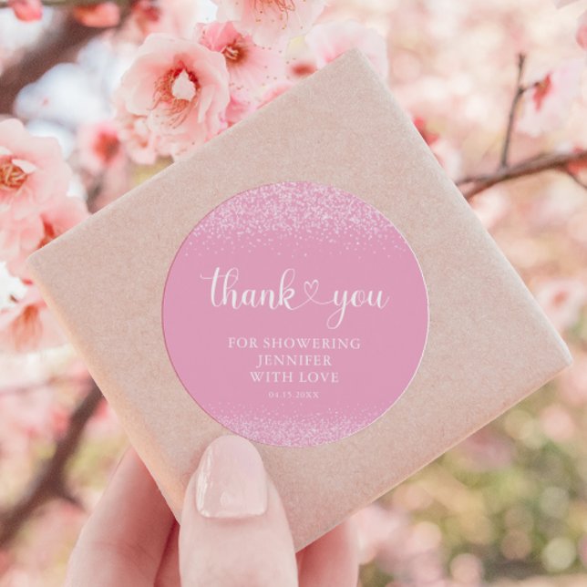 Pink Sparkle Thank You Heart Script Sticker (Von Creator hochgeladen)