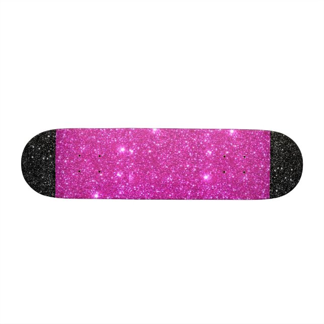 Pink Sparkle w Black Star Ends Girls Skateboard (Horizontal)