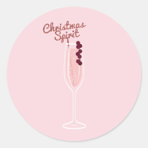 Pink Sparkling Weihnachten Runder Aufkleber