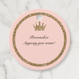 Pink Sparkly Gold Glitter Sweet 16 Princess Crown Geschenkanhänger