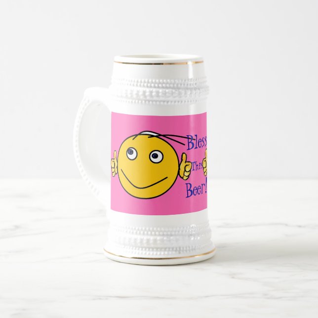 Pink - Spaß Segen Sie diese Tasse! Bierglas (Vorderseite Links)
