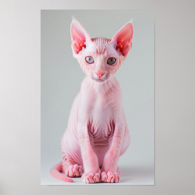 Pink Sphynx Katzenposter Poster (Vorne)