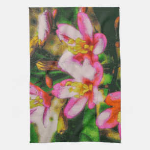 Pink Splash Blumen Geschirrtuch