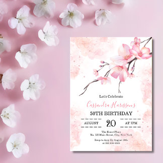 Pink Splash Cherry Blossom Floral Geburtstag Einladung