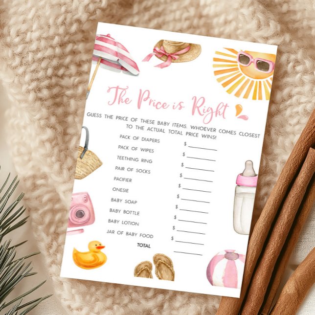 Pink Splish Splash The Price Is Right Spiel (Girl Summer Beach Baby Shower The Price Is Right Game)