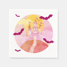 Pink Spooky Castle auf dem Hügel Halloween-Party Serviette