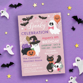 Pink Spooky Celebration Girl Halloween Geburtstag Einladung
