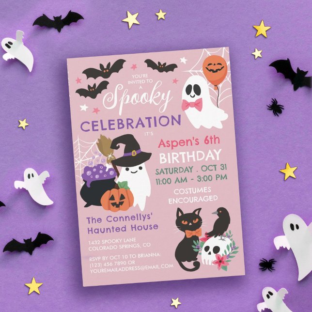 Pink Spooky Celebration Girl Halloween Geburtstag Einladung (Von Creator hochgeladen)