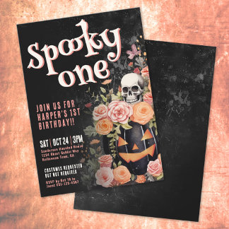 Pink Spooky Ein 1. Geburtstag Party Einladung