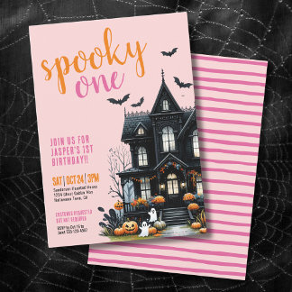 Pink Spooky Ein Halloween 1. Geburtstag Einladung