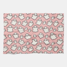 Pink Spooky Ghost Pattern Halloween Geschirrtuch