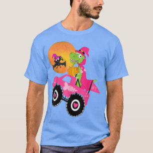 Pink Spooky Halloween Monster Truck Pumpkin Mummy T-Shirt