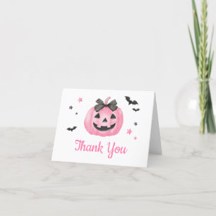 Pink Spooky Little Boo Pumpkin Baby Dusche Dankeskarte