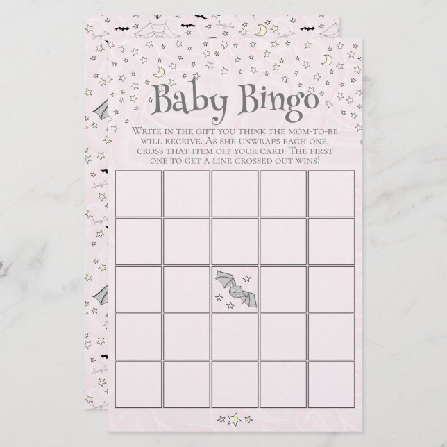Pink Spooky Niedlich Baby Bingo Baby Showspiel (Vorne/Hinten)