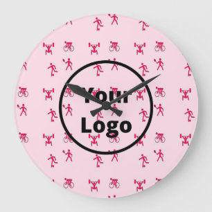 Pink sports business pattern große wanduhr