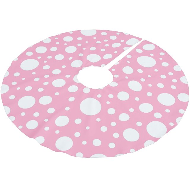 Pink Spots Tree Skirt Polyester Weihnachtsbaumdecke (Schrägansicht)