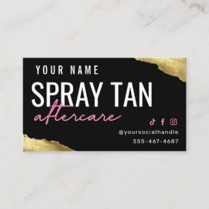 Pink Spray Tan Aftercare Card Visitenkarte