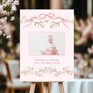 Pink Spring Blossom 1. Geburtstag Foto Willkommen Poster