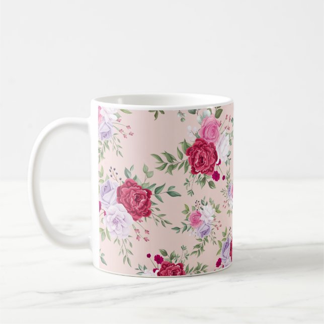 Pink Spring Blume Muster Kaffeetasse (Links)