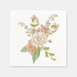 Pink Spring Bouquet Aquarellpapier Napkin Serviette