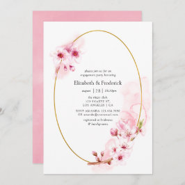 Pink Spring Cherry Blossom Engagement Party Einladung