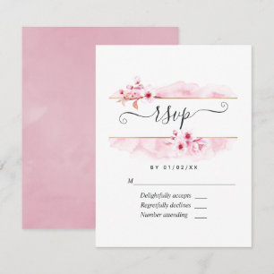 Pink Spring Cherry Blossom Quinceañera RSVP Card Karte