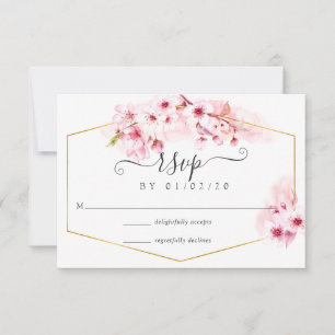 Pink Spring Cherry Blossom Quinceañera RSVP Karte