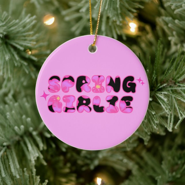Pink Spring Girlie  Keramik Ornament (Baum)