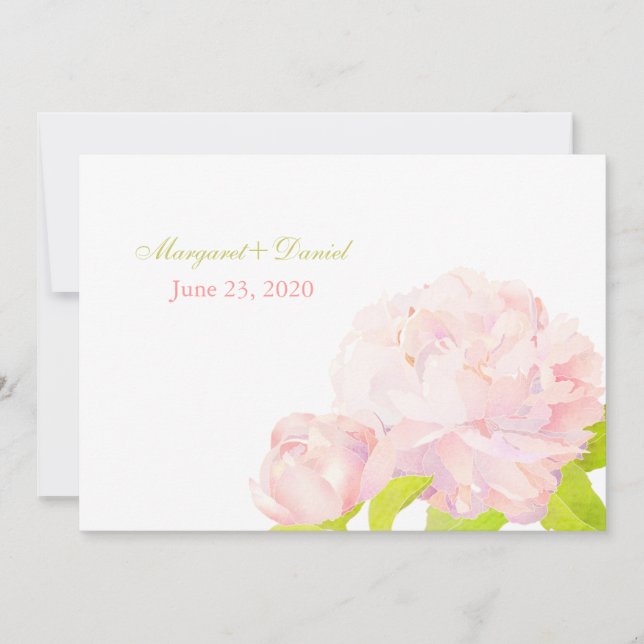 Pink Spring Romance Peony Wedding Einladung (Vorderseite)