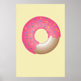 Pink Sprinkle Donut auf gelbe Illustration Küche Poster
