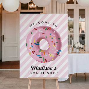 Pink Sprinkle Donut Geburtstag Begrüßungszeichen Poster