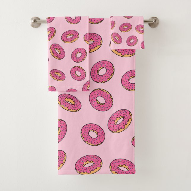 Pink Sprinkle Donut Muster Badhandtuch Set (Insitu)