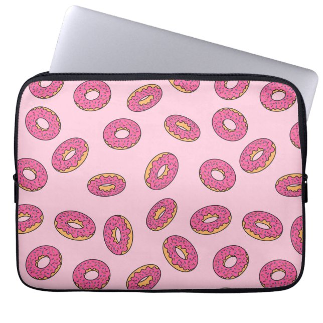 Pink Sprinkle Donut Muster Laptopschutzhülle (Vorderseite)