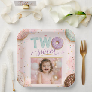 Pink Sprinkle Donut Thema Pappteller