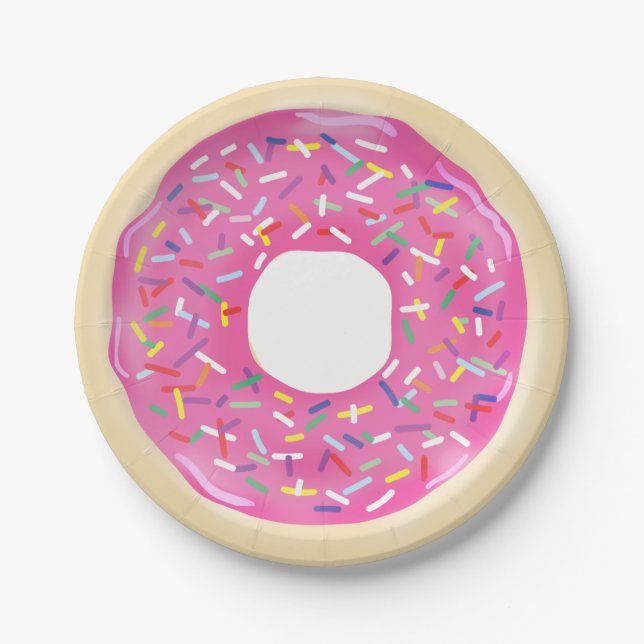 Pink Sprinkle Donuts Moderne Geburtstagsparty Pappteller (Vorderseite)