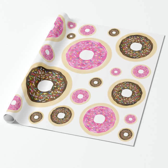 Pink Sprinkle Donuts Moderner Geburtstagsparty Spa Geschenkpapier (Ungerollt)