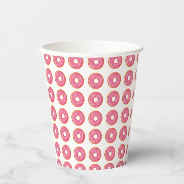 Pink Sprinkle Donuts Muster Geburtstag Papier Cup Pappbecher (Vorderseite)