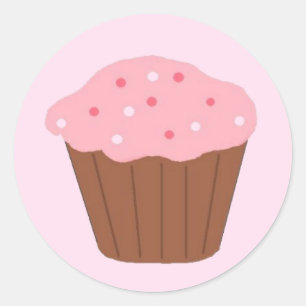 Pink Sprinkler Cupcake Runder Aufkleber
