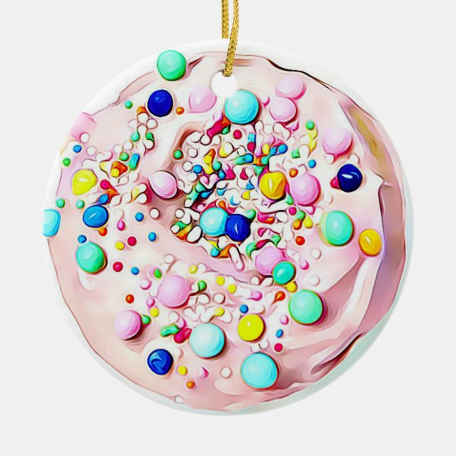 Pink Sprinkler Keks Yummy Food Weihnachten Keramik Ornament (Vorne)